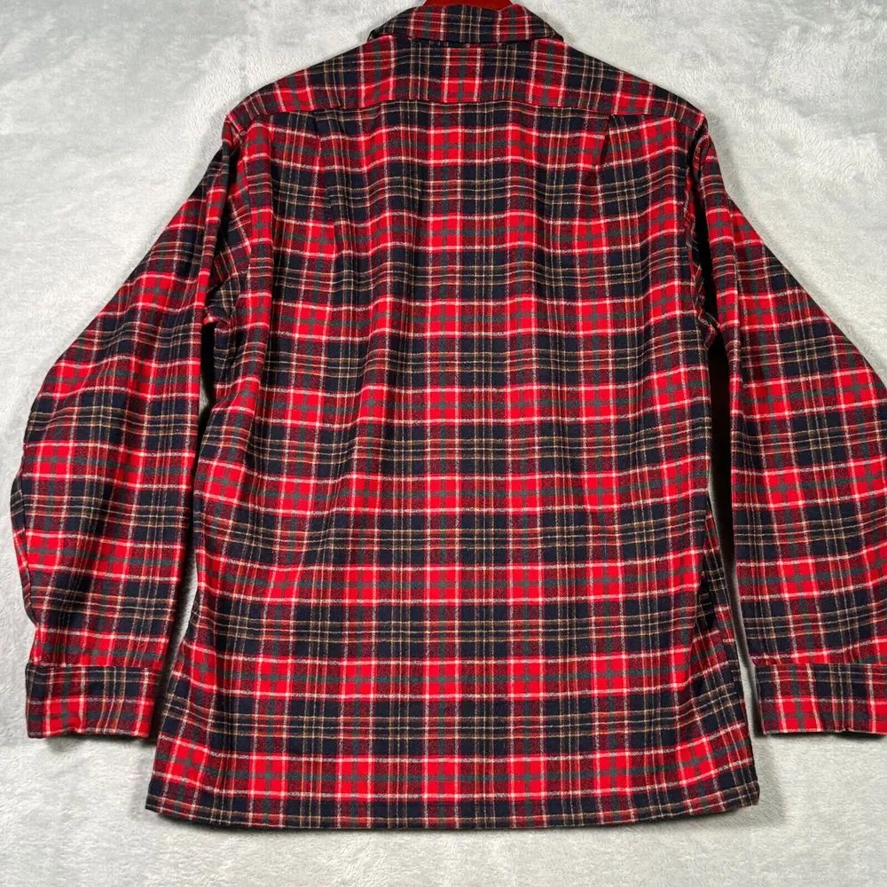 Pendleton Board Shirt Mens M‎ Red Plaid Virgin Wool Vintage Made in USA 4781 - Picture 6 of 7